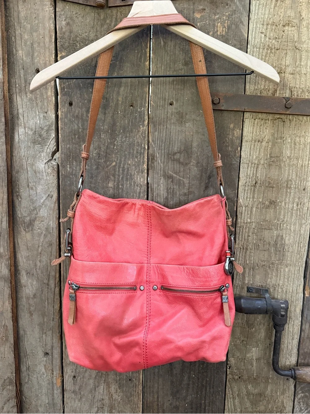 The Sak Ashland Leather Hobo Bag Cayenne/Salmon Color